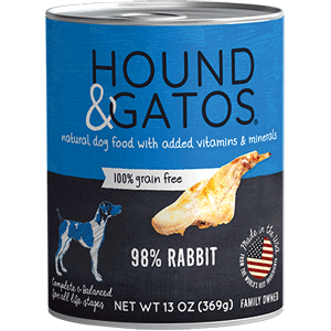 Hound & Gatos 98% Rabbit Canned Dog Food 13oz - 12 Case Hound & Gatos, Rabbit, Canned, Dog Food, hound, gatos, hound and gatos